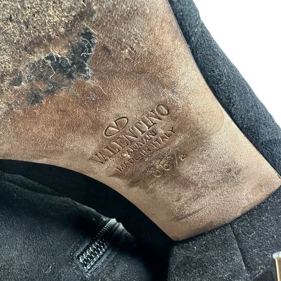 Valentino Garavani Rockstud‎ Boots Booties Suede Black Size 36.5 US 6.5 - Picture 15 of 16